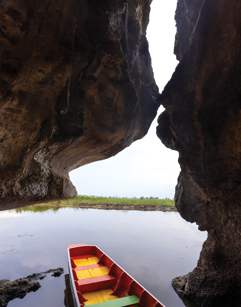 Narrow limestone gorge at Khao Jub Kan, known as the Kissing Cave